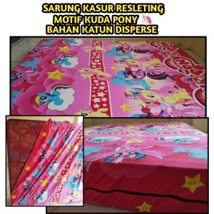 SPREI RESLETING MOTIF KUDA PONY BAHAN COTTON DISPERSE TERBARU 2023 / SARUNG KASUR RESLETING 180X200 TINGGI 20CM