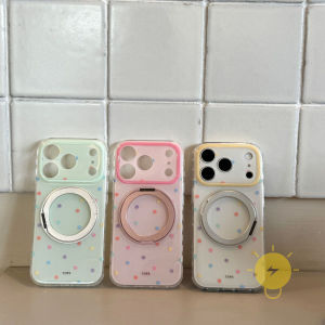 Phone Case For iPhone 17 Pro Max 16 15 TPU Contrast Color Polka Dot Rotate Cover Classic Couple Korean