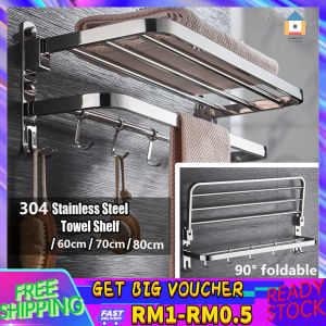 【Malaysia Spot Sale】Bathroom Shelf Toilet Rack 304 Stainless Steel towel rack wall hook Bathroom storage Corner Shelve Kitchen Wall Dinding Rak Bilik Mandi