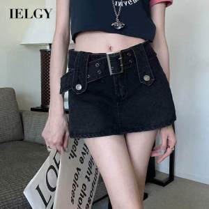 IELGY womens summer fashion denim half body a line culottes