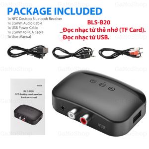 [HCM]Thiết Bị Nhận Bluetooth BLS-B20 Có NFC Cổng 3.5mm Aux Stereo 2RCA USB Khe Cắm Thẻ Nhớ - BLSB20
