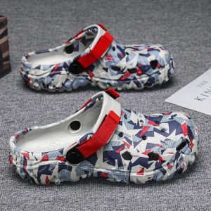 Free Shipping Summer MenS Breathable Half-Slipper Sandals Lightweight Large Size Closed-Toe Beach Shoes Casual Thick-Soled Clogs MenS Footwear.