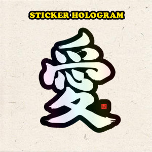 Stiker Hologram Kanji jepang ukuran 8 cm