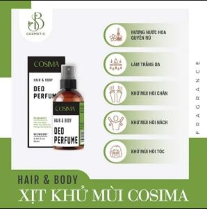 Xịt khử mùi ngăn tiết mồ hôi Cosima 60ml hương nước hoa khử mùi hôi nách hôi tóc hôi chân không gây ố vàng áo shop chính hãng Tuệ Linh Garden