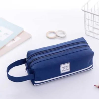Dompet Pensil Dual Zipper Tahan Air Warna Pastel - Organizer Sekolah Dua Sisi