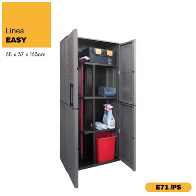 ARTPLAST Linea Easy Plastic Tall Utility Multipurpose Storage Cabinet Cleaning Supplies Cupboard Adjustable Shelves By Thehomeshoppe SG