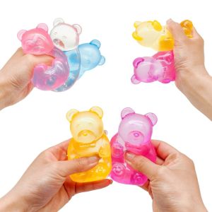 NOBLELYN Needoh Bear Pinch Toy Muscle Power Soft Candy Bear Squishy Fidget Toy Fun PU Slow Rebound Decompression Toy Kids