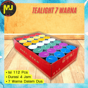 MJ Tealight Aromaterapi Stearin 7 Warna 4 Jam 112Pcs/Set / Lilin Candle Mini Isi 112 Pcs / Box
