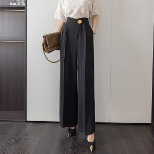 YIGE One Button White Suit Pants Spring/Summer 2024 New Irregular High Waist Wide Leg Pants Draping Loose Straight Leg Pants for Women