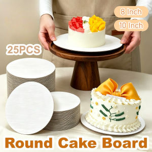 Vixplorn 25PCS 8/10 Inches White Cake Boards Round Cake Pad Disposable Birthday Cake Bottom Tray