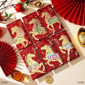 [COD] YUNZE 6Pcs set Chinese New Year Money Envelope Horse Year Red Envelope Red Pocket Spring Festival Envelope
