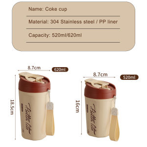 304 Stainless Steel Water Cup with Rope Portable Mug Cola Coffee Cup Thermos Cup Tumbler Cold-proof Heat-resistant and Leak-proof