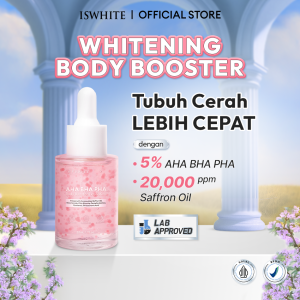 ISWHITE 5% AHA BHA PHA Body Booster Exfoliating Serum with 20000 Encapsulated Saffron | Serum untuk Mencerahkan Badan Mengangkat Sel Kulit Mati dan Anti Aging