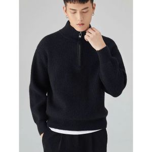 Áo Len Nam Nữ Cổ Trụ Kéo Khóa Form Rộng Phong Cách Hàn QuốcChất Len Mềm MịnKhông Xù Lông