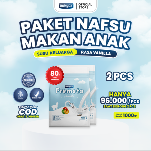 Susu Kambing Etawa Bubuk 1 Kilogram Rasa Vanila Untuk Lambung dan Pencernaan Sehat - DairyGo - Paket 2x