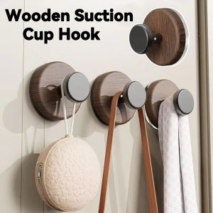 QUIVLOX Wooden Suction Cup Hook No Drill Wall Mount for Bathroom Kitchen Decor