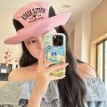 Cute Cartoon Beach-themed Tamagotchi Round-edge Stand Phone Case for iPhone 12 Pro Max, Soft Dual-sided IMD Phone Protector for iPhone13,14,15,16 Pro Max,Japanese and Korean Anime. 