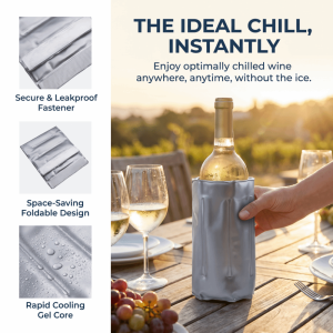 SWEET LORD Reusable Wine Cooler Bag Quick-cooling Gray Insulated Wine Cooler Sleeve Perfect Portable Bottle Cooler Party