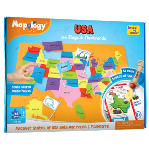 Imagimake Mapology United States Flash Card Puzzle with Flags Country- Capitals | Educational Toy for Kids Ages 5-8 | Learn Geography Puzzles for kids Ages 6-9 | Birthday Gift for Boys & Girls 5-8-10