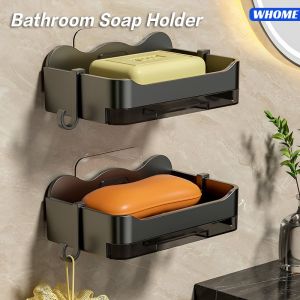 Soap Holder With Drainer Drilling-Free Wall Mounted Soap Organizer Portable Soap Dish Wall Storage Rack