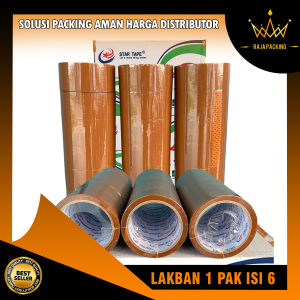 Lakban Starter Multifungsi Cokelat STAR TAPE 72yrd x 45mm - Paket 6 Roll