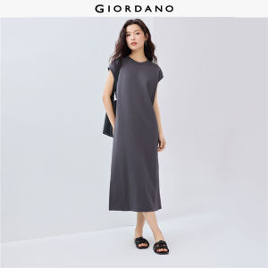 Giordano Women Solid color crewneck dolman sleeve dress Free Shipping 05465480