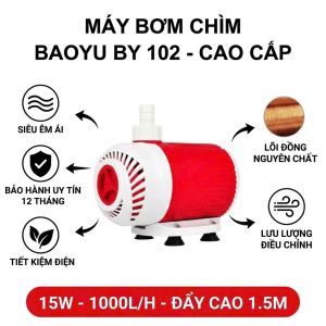 Máy Bơm Hồ Cá Baoyu BYS-104 (40W 3000L/H) Siêu Êm Bền Bỉ Tiết Kiệm Điện JP series Túi Lọc