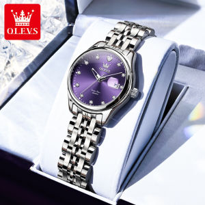 OLEVS 5649 Women Quartz Fashion Watch Gift Round-dial Stainless Steel Watchband Wristwatch Calendar