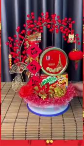Set phụ kiện trang trí tháp nước Vip 2làm oản tài lộc ngày tết bánh deco tiện dụng tặng kèm keo nến