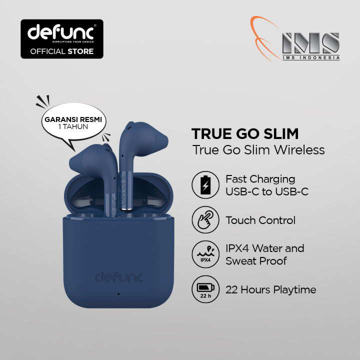 DEFUNC TRUE GO SLIM TRUE WIRELESS EARPHONE BIRU Headphone Sweat