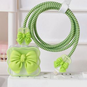 ZENO Data Line Accessories For iPhone Bow Knot Charger Head Cover Plug USB Protector Cable Protector Case Data Line Cover