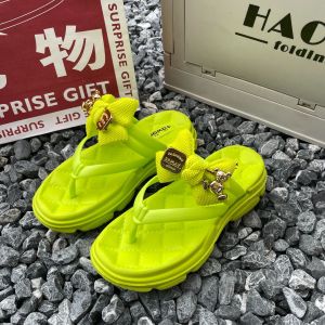 Free Shipping Casual WomenS Flip-Flops Outdoor Wear Eva Thick-Soled Sandals With Diamond-Patterned Accessories And A Wedge Heel Summer Sandals