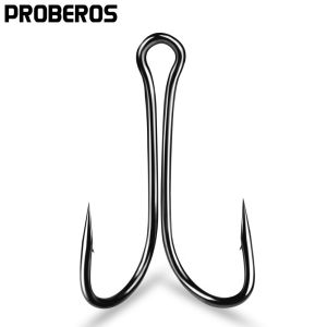 PROBEROS 50pcs Double Hook Fishing Hook Stainless Steel Barbed Hook Proberos Carp Jig Hooks 50pcs Fishing Accessories Frog Hook 1/0# 2/0# 3/0# 4/0# 1# 2# 4# 6# 8# 8001