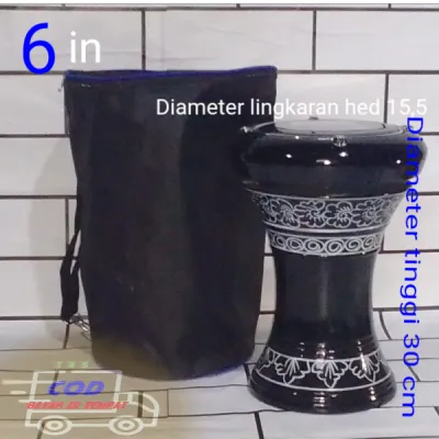 trumbuk batu atau darbuka 6 inci motif hitam ples tambah pareasi