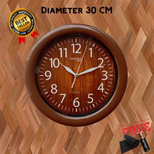 Jam Dinding Besar 30cm Murah Kantor Kamar Ruang Tamu Bulat Hitam Putih Polos Minimalis Monza 999
