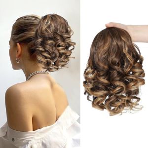 JON09 Horse Tail Drawstring Ponytail Extensions Hair Extension Wavy Pony Tail Hairpiece Fasion Fake Short Curly Ponytail Wig Women