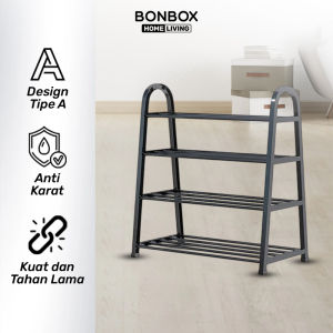 BONBOX Homeliving - Rak Sepatu 4 Susun Baja Design Tipe A Rak Serbaguna Tinggi Kuat dan Tahan Lama BFS701