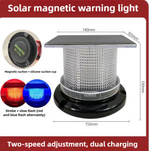 Solar warning light High power traffic road construction barrier light LED red yellow red blue magnetic suction booth
