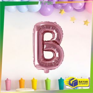 FH-C390 Balon Foil Huruf Pink A-Z Balon Huruf Polos Alphabet / Balon Ulang Tahun Perlengkapan Ultah