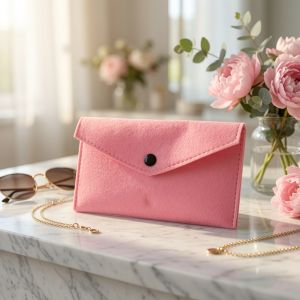 WOMAN LONG WALLET FELT HANDPHONE POUCH FABRIC PORTABLE FOLD OVER LONG PURSE