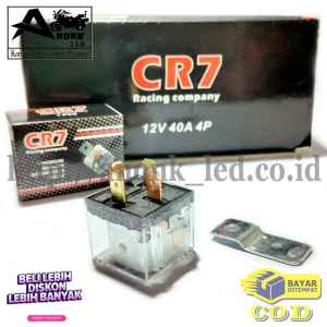 Relay Klakson Transparan Kaki 4 CR7 / Riley Alarm Motor Mobil CR7 / Relay Klakson 4Kaki 40A 80A Vinyx - 40Ampere, Dimensi 2,7cm x 2,7cm x 2,4cm, Waterproof
