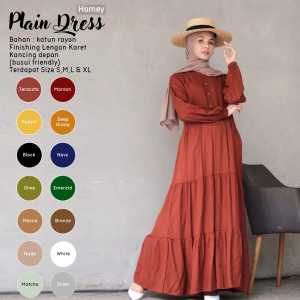 Gamis Wanita Muslim Casual Homey Dress Polos Bahan Katun Rayon Premium Busui Friendly Bisa Cod