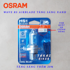 Bóng đèn HAL OSRAM HS1 Air Blade Wave RS Exciter Vison tăng sáng trắng xanh dương Xenon +20% 64185CB-01B 35/35W 12V tăng sáng hơn 20% zin