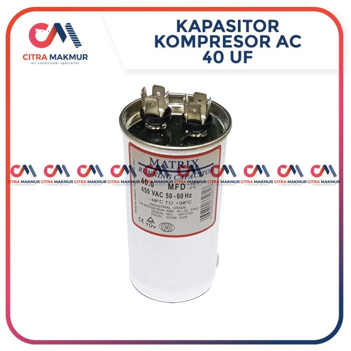 Kapasitor AC 40 uF Capasitor Air Conditioner Kompresor Compresor Tabung ...