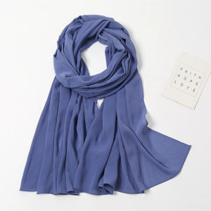 Jifang Plain Natural Pleated Crinkled Wrinkle Bubble Chiffon Shawl Pashmina Viral Raya Muslim Hijabs Shawls YW107