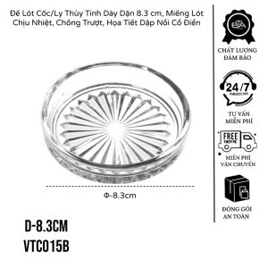 Set 6 Đĩa Lót Cốc/Ly Thủy Tinh Tròn Trong Suốt Cao Cấp D-10cm  Lót Tách Trà Cà Phê Bánh Ngọt Trang Trí Bàn Ăn