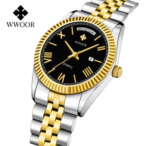 WWOOR Mens Watches Quartz Watches Mens Stainless Steel Watches Business Casual Waterproof Luxury