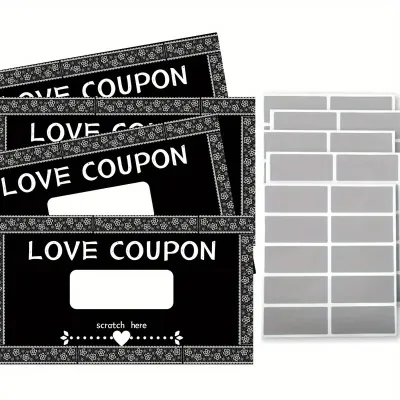 （Super Fun Toy Store）50pcs (cards+scratch Stickers) DIY Make Your Own Scratch Ticketscreative Surprise Blank CardsValentines Day Mothers Day Scratch Stickers