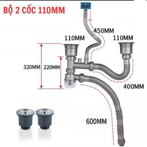 Bộ Xiphong Thoát Nước Chậu Rửa Chén Bát-XP08 Cốc Cao 8cm [LOẠI 1] ỐNG THOÁT CỨNG SIÊU TO Thoát Nước Nhanh Ngăn Mùi Chịu Nhiệt Độ Cao