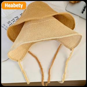 【2-3 ngày giao hàng】 Lanh rơm Regency bonnets mũ cho phụ nữ Sun hat Bow bãi biển cap lớn rộng vành cloche hat chapeau Femme ren lên ngoài trời mùa hè